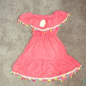 Festive Off the Shoulder Dress with Tassels